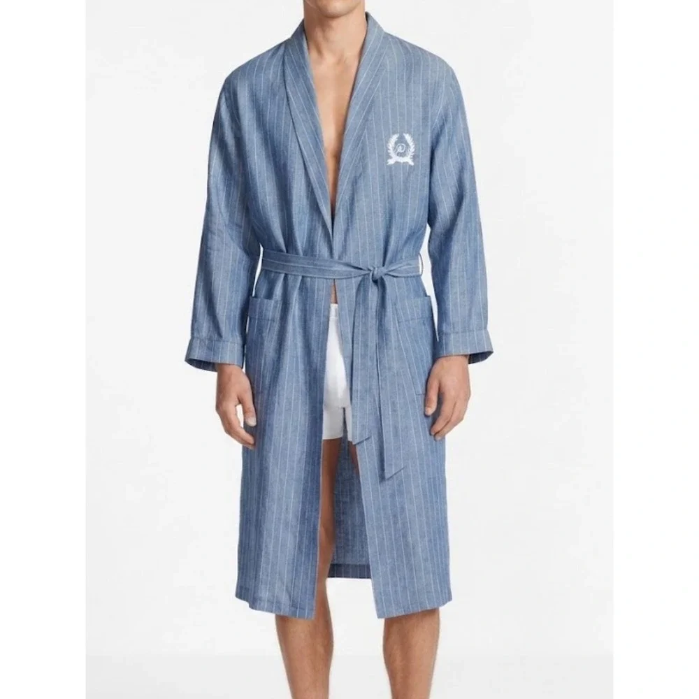 VINTAGE Christian Dior Monsieur Mens Belted Robe One Size 100% Cotton AI